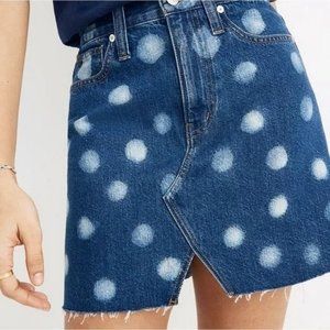MADEWELL Womens Rigid Denim-A-Line Polka Dot Mini Jean Skirt 29